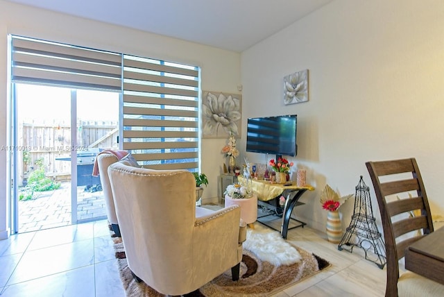 interior space featuring tile patterned flooring