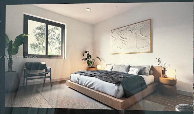 bedroom with wood-type flooring