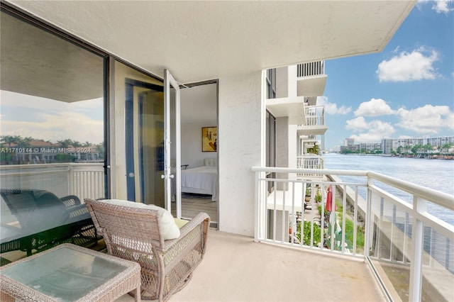 balcony with a water view