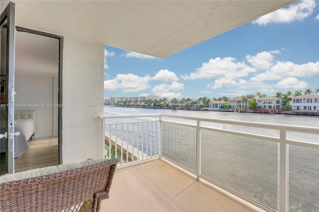 balcony with a water view