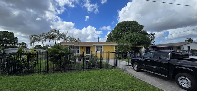 view of front of home with a front yard