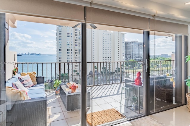 1800 NE 114th St Unit 1105, Miami, FL 33181 - balcony featuring a water view, a view of city, and an outdoor hangout area