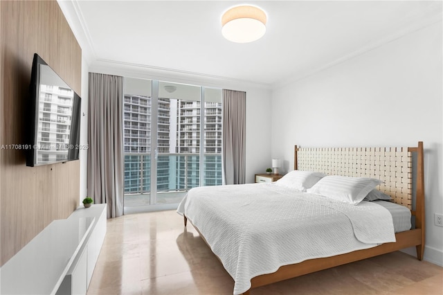 bedroom with ornamental molding