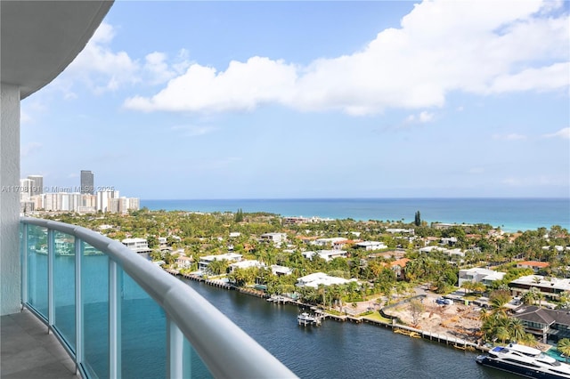 balcony with a water view