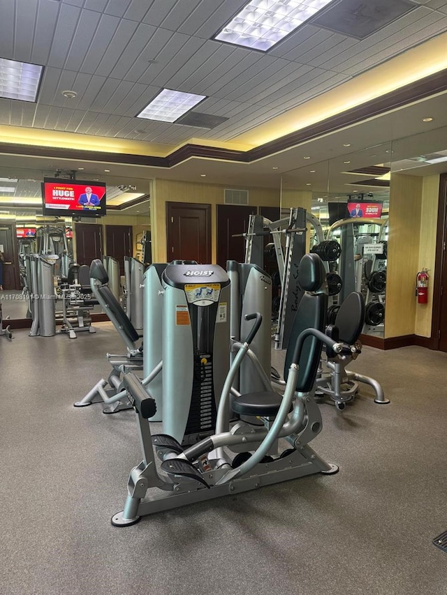 workout area featuring visible vents