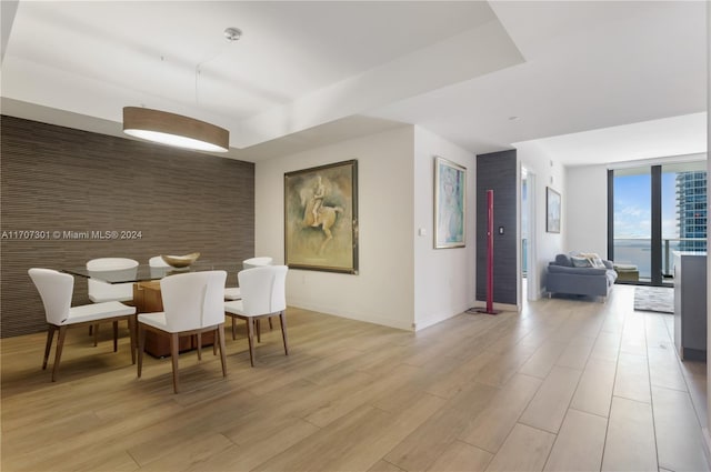 dining area with light hardwood / wood-style floors