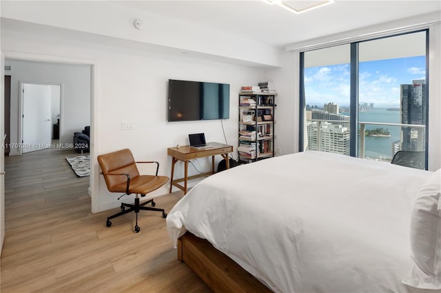 bedroom with light hardwood / wood-style flooring