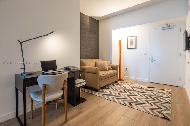 office space featuring light hardwood / wood-style flooring