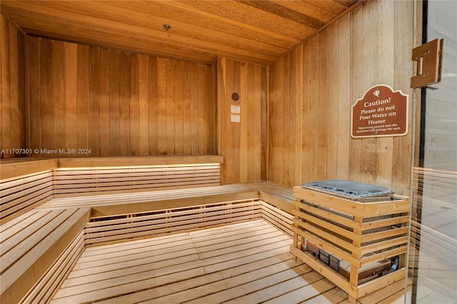 view of sauna featuring wood-type flooring