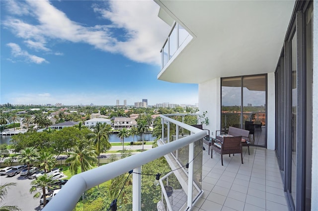 balcony with a water view