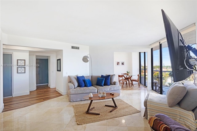 living room featuring light hardwood / wood-style floors