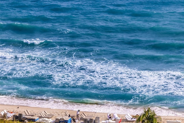 property view of water featuring a view of the beach