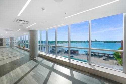 lobby featuring a water view