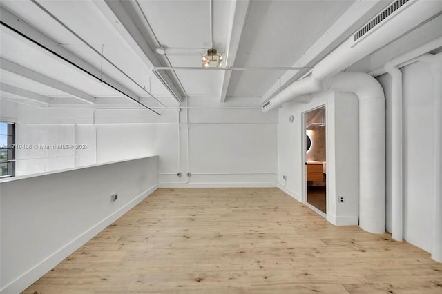 interior space with light hardwood / wood-style flooring