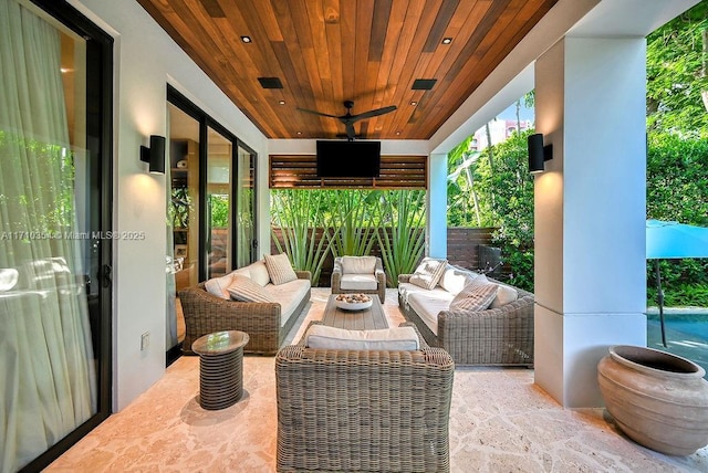 view of patio / terrace with outdoor lounge area and ceiling fan