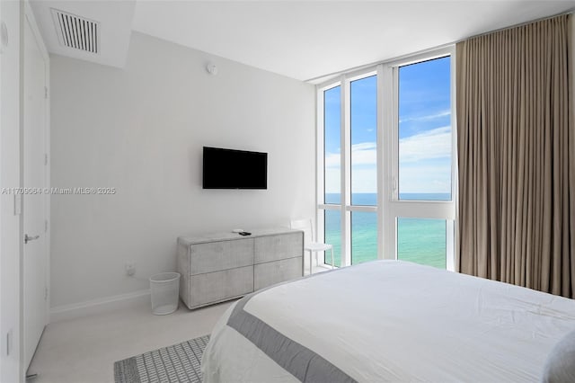 bedroom featuring floor to ceiling windows