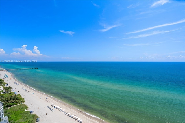 property view of water with a beach view