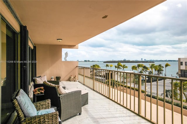 balcony with a water view