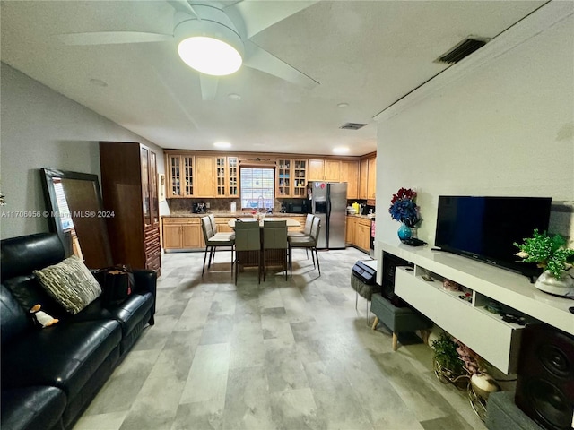 living room with light hardwood / wood-style floors