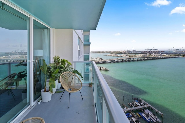 balcony with a water view