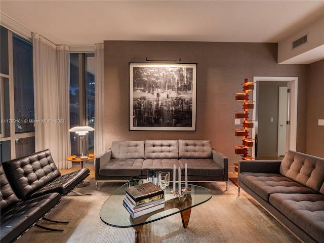 living room with hardwood / wood-style floors