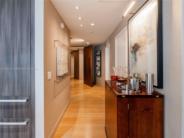 851 NE 1st Ave Unit 1212, Miami, FL 33132 - corridor with light wood-type flooring and recessed lighting