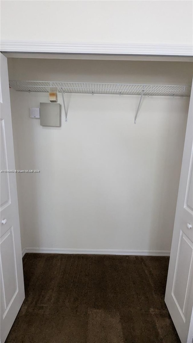 spacious closet featuring dark carpet