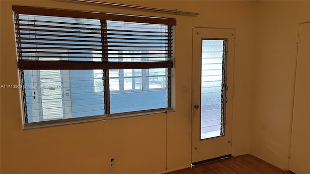 doorway to outside featuring a healthy amount of sunlight and hardwood / wood-style floors