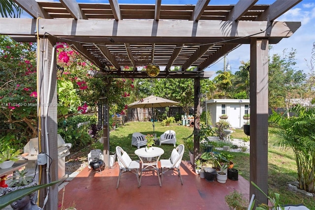 view of patio / terrace featuring a pergola