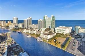 3725 S Ocean Dr Unit 1605, Hollywood, FL 33019 - drone / aerial view of a large body of water and city skyline