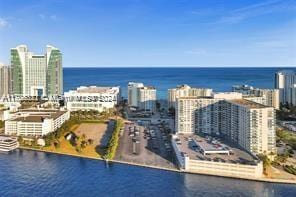 bird's eye view featuring a water view