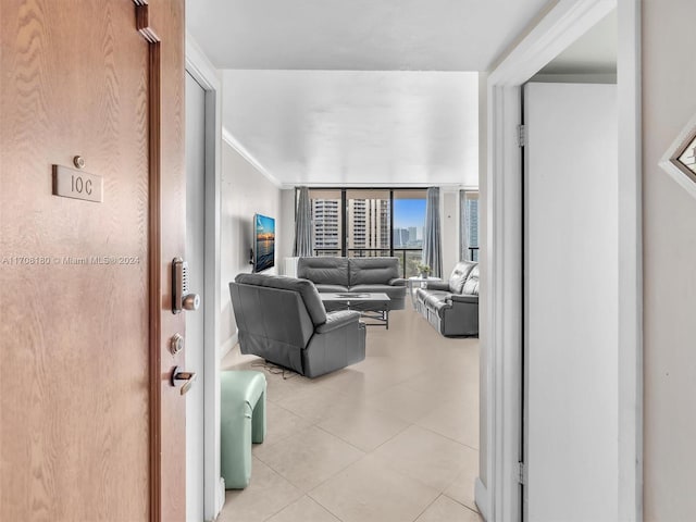 view of tiled living room