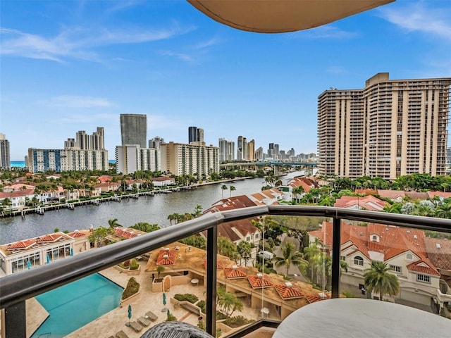 balcony with a water view