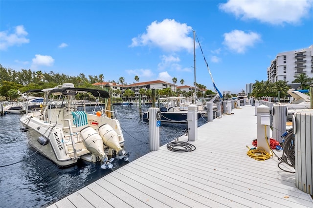 dock area featuring a water view