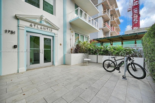 view of patio featuring french doors