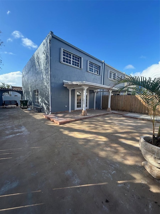 view of front of house with a patio