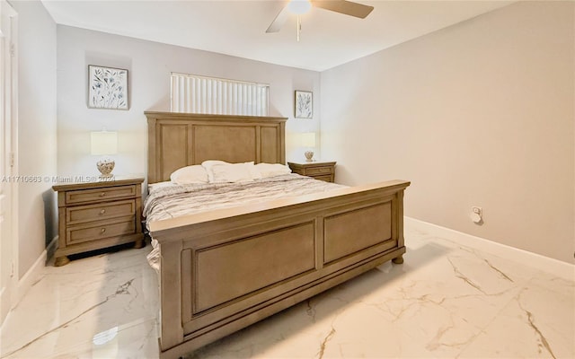 bedroom featuring ceiling fan