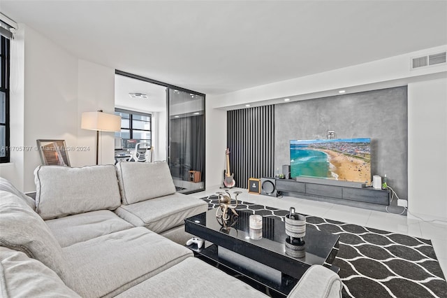 view of tiled living room