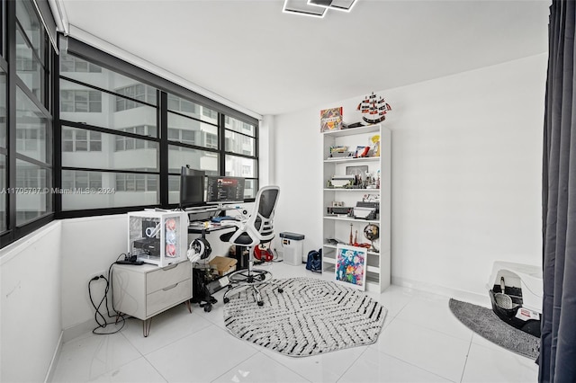 office area featuring light tile patterned floors