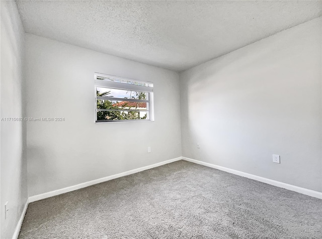 carpeted spare room featuring a textured ceiling