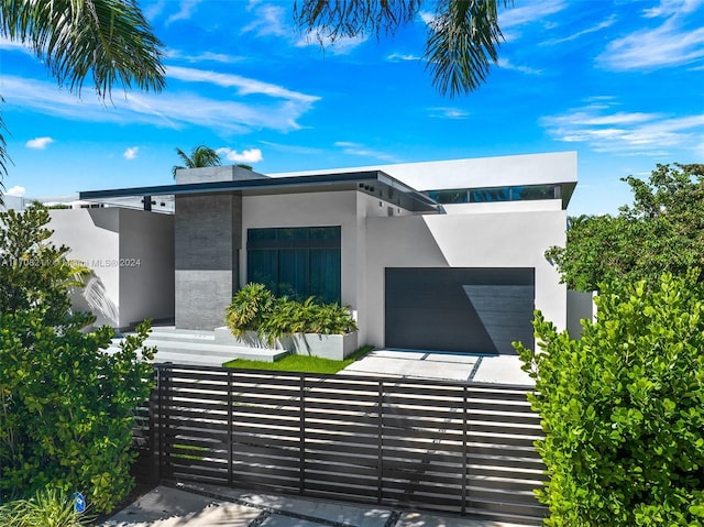 contemporary home featuring a garage