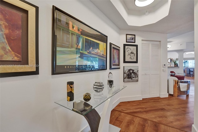 hall featuring hardwood / wood-style flooring