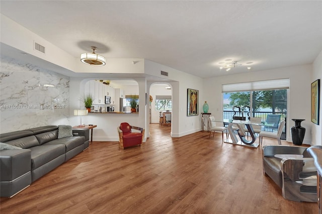 living room featuring hardwood / wood-style floors