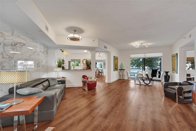 living room featuring hardwood / wood-style floors