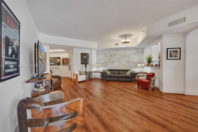 living room featuring wood-type flooring