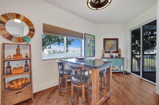 dining area with hardwood / wood-style flooring