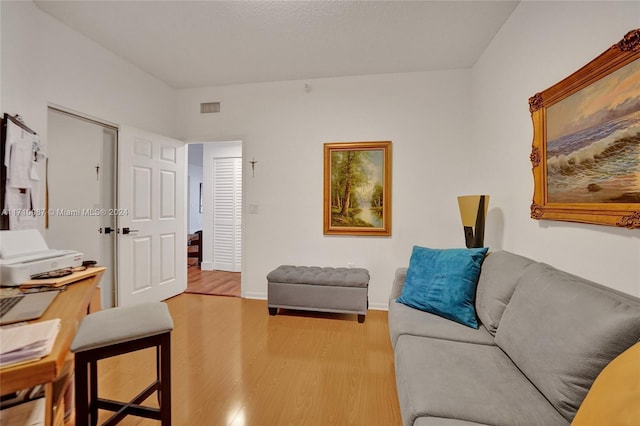 living room featuring light wood-type flooring