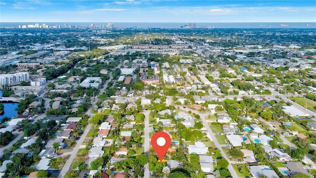 aerial view with a city view