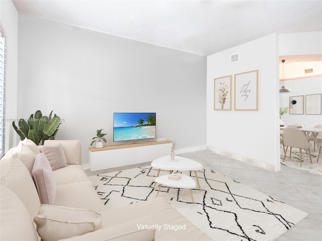 view of tiled living room