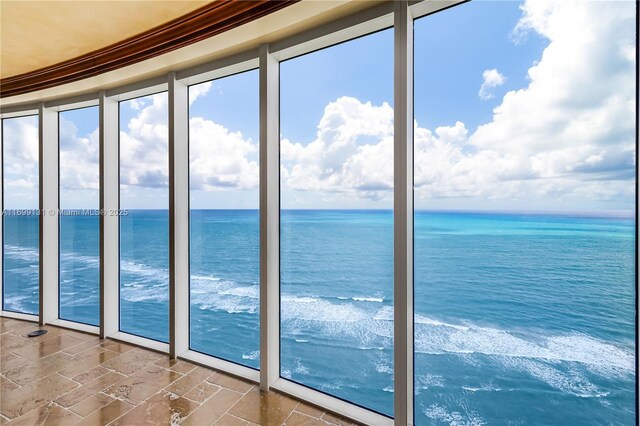 view of water feature featuring a beach view